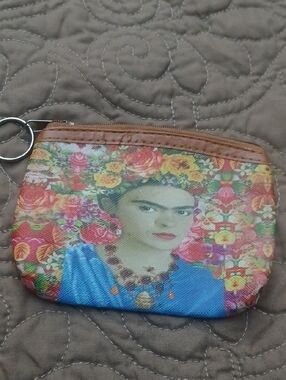 Floral Icon Printed Zip Cosmetic Pouch in Multi-Color